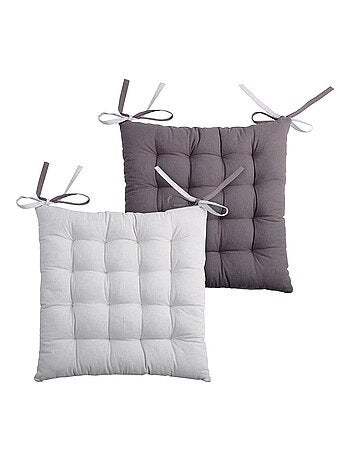 Lot de 4 galettes de chaise 16 points 40x40 Duo écru lin coton