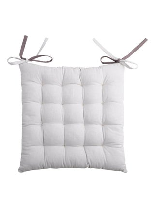 Lot de 4 galettes de chaise 16 points 40x40 Duo gris perle coton
