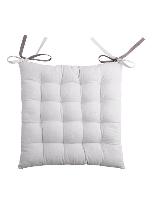 Lot de 4 galettes de chaise 16 points 40x40 Duo gris perle coton - Kiabi