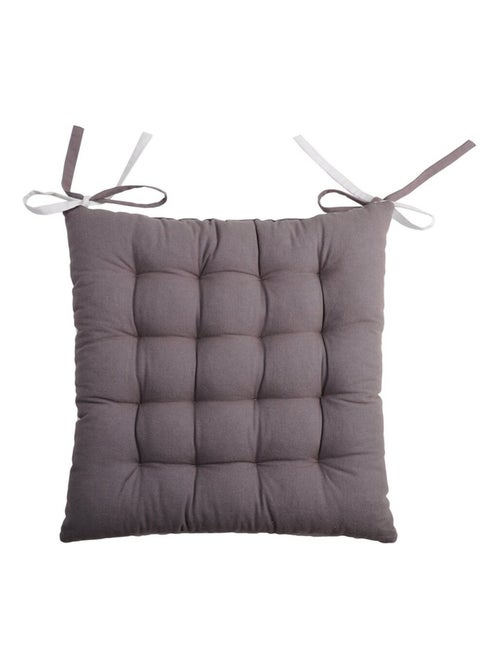 Lot de 4 galettes de chaise 16 points 40x40 Duo gris perle coton - Kiabi