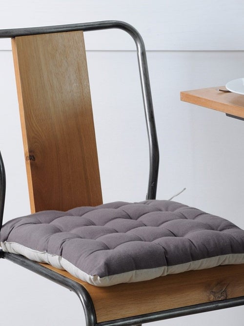 Lot de 4 galettes de chaise 16 points 40x40 Duo gris perle coton - Kiabi
