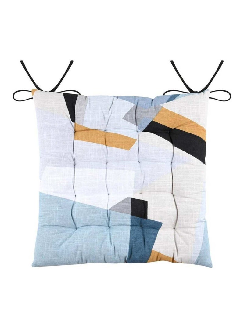 Lot de 4 galettes de chaise 16 points 40x40 Quadro bleu coton Bleu - Kiabi