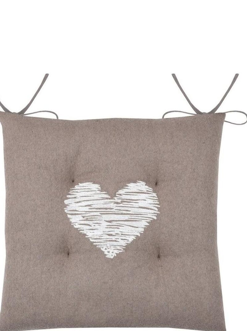 Lot de 4 galettes de chaise 4 points 38x38 Meane taupe coton Beige - Kiabi
