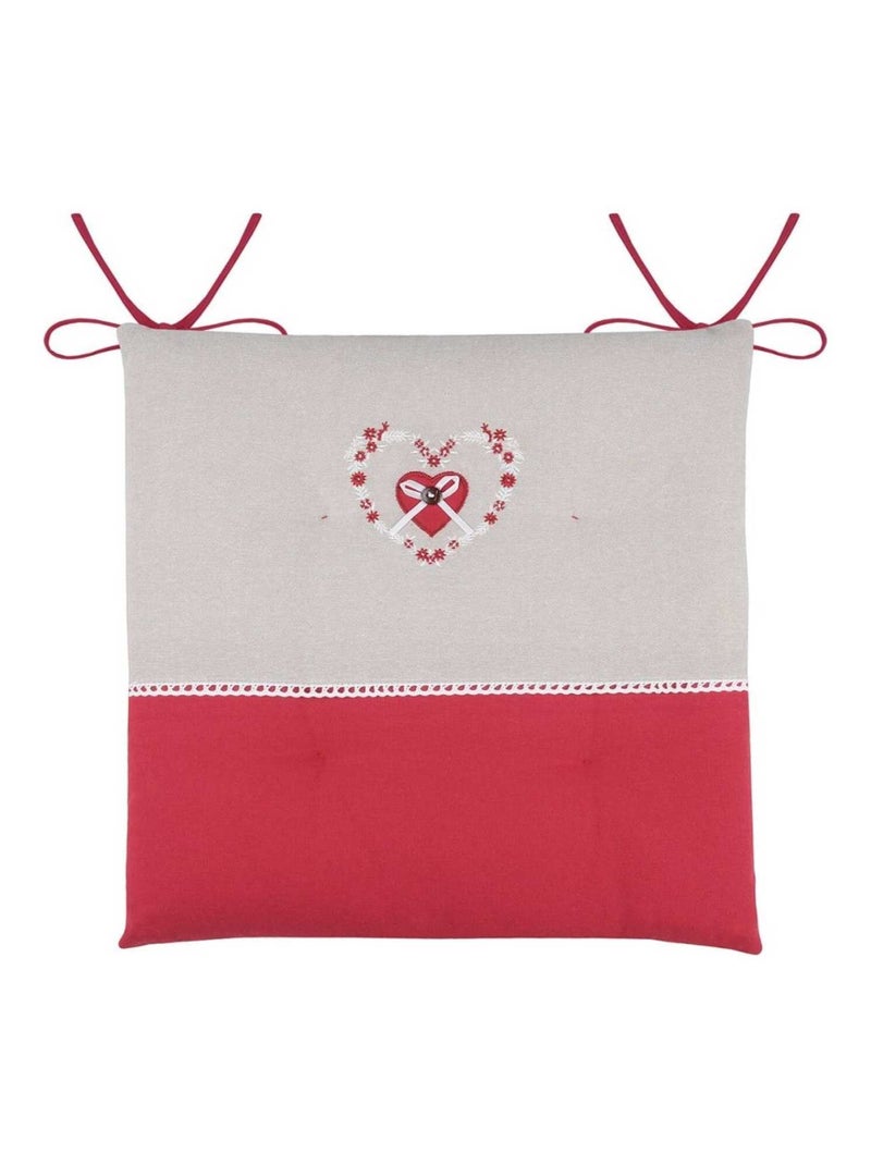 Lot de 4 galettes de chaise 4 points 38x38 Pauline rouge coton Rouge - Kiabi