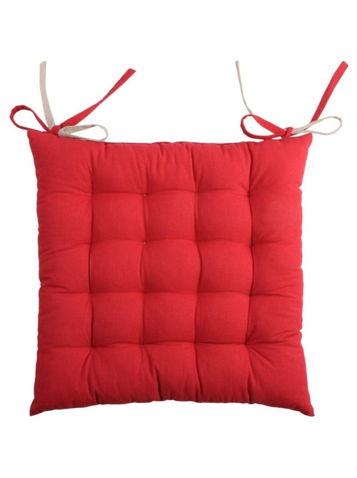Lot de 4 galettes de chaise 40x40 rouge et lin en coton - Kiabi