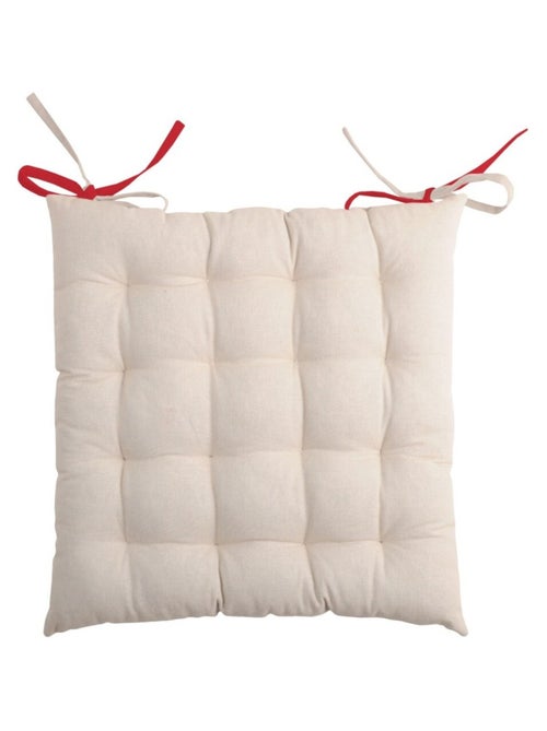 Lot de 4 galettes de chaise 40x40 rouge et lin en coton - Kiabi