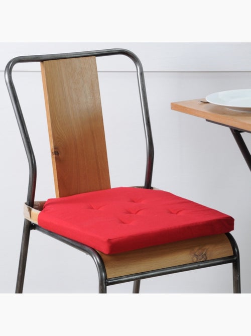 Lot de 4 galettes de chaise attaches velcro 38x38 coloris rouge - Kiabi