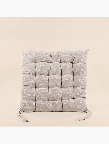 Lot de 4 galettes de chaise beiges en coton à motifs