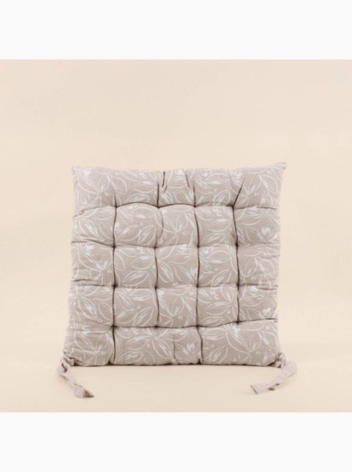Lot de 4 galettes de chaise beiges en coton à motifs - Kiabi