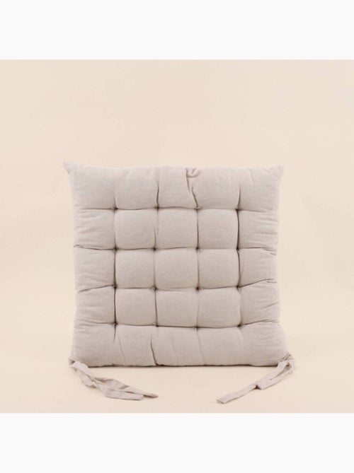 Lot de 4 galettes de chaise beiges en coton à motifs - Kiabi