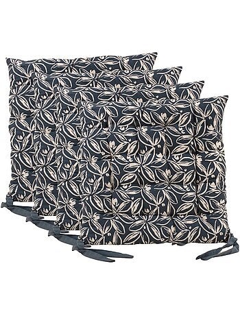 Lot de 4 galettes de chaise bleues en coton à motifs
