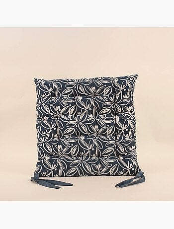 Lot de 4 galettes de chaise bleues en coton à motifs