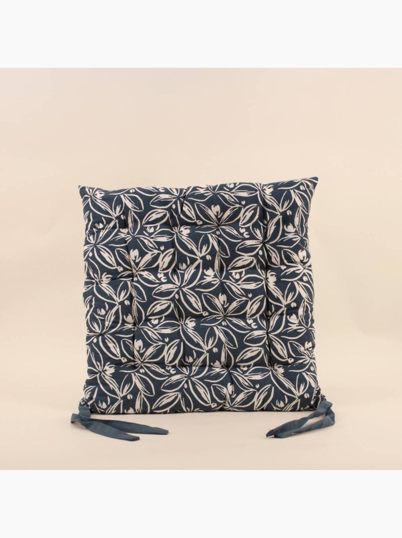 Lot de 4 galettes de chaise bleues en coton à motifs Bleu - Kiabi