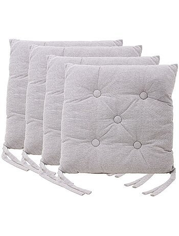 Lot de 4 galettes de chaise capitonnée grises