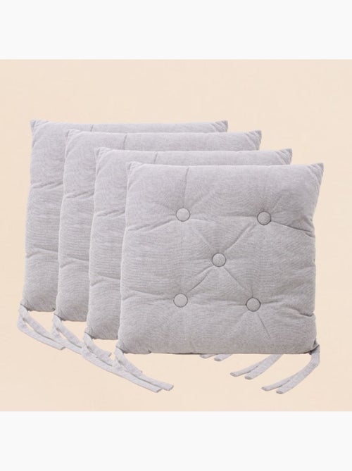 Lot de 4 galettes de chaise capitonnée grises - Kiabi