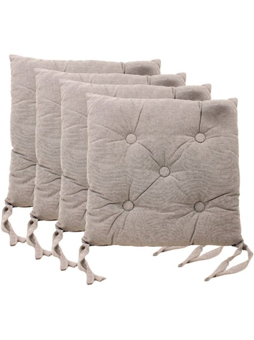 Lot de 4 galettes de chaise capitonnée taupe - Kiabi