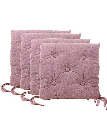 Lot de 4 galettes de chaise capitonnées unie rose