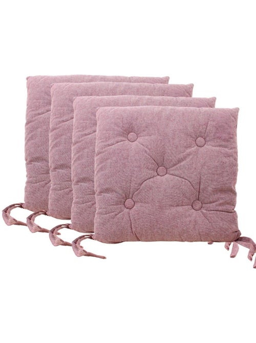 Lot de 4 galettes de chaise capitonnées unie rose - Kiabi