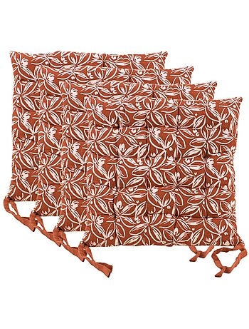 Lot de 4 galettes de chaise couleur brique à motifs fleuris
