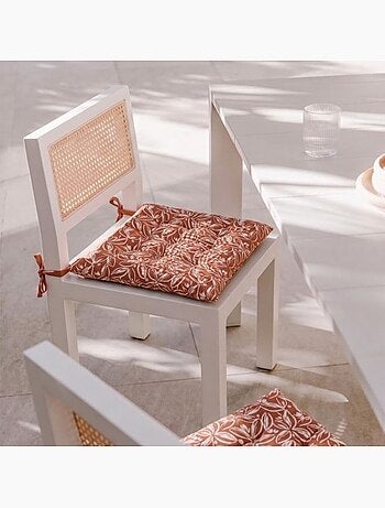 Lot de 4 galettes de chaise couleur brique à motifs fleuris