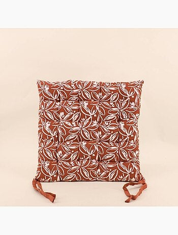 Lot de 4 galettes de chaise couleur brique à motifs fleuris