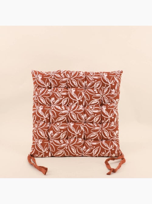Lot de 4 galettes de chaise couleur brique à motifs fleuris - Kiabi