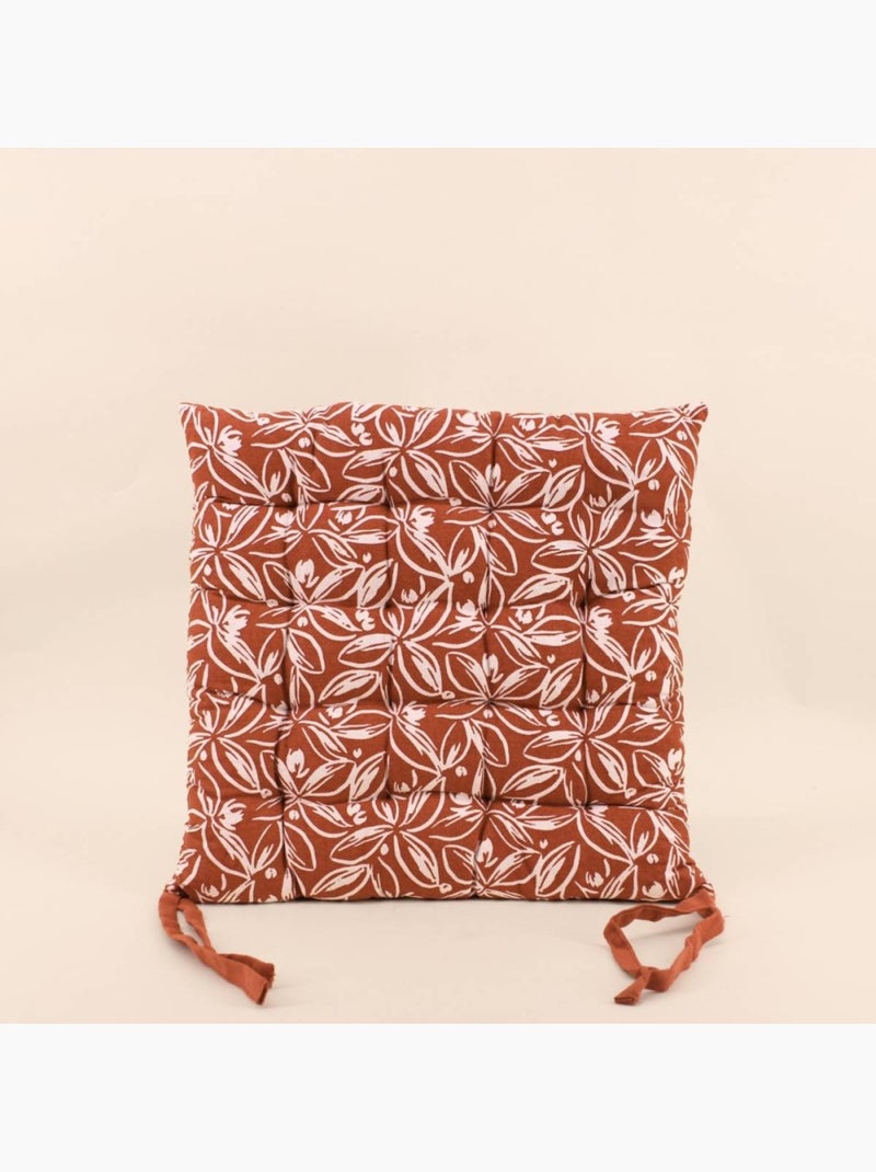 Lot de 4 galettes de chaise couleur brique à motifs fleuris Brique - Kiabi