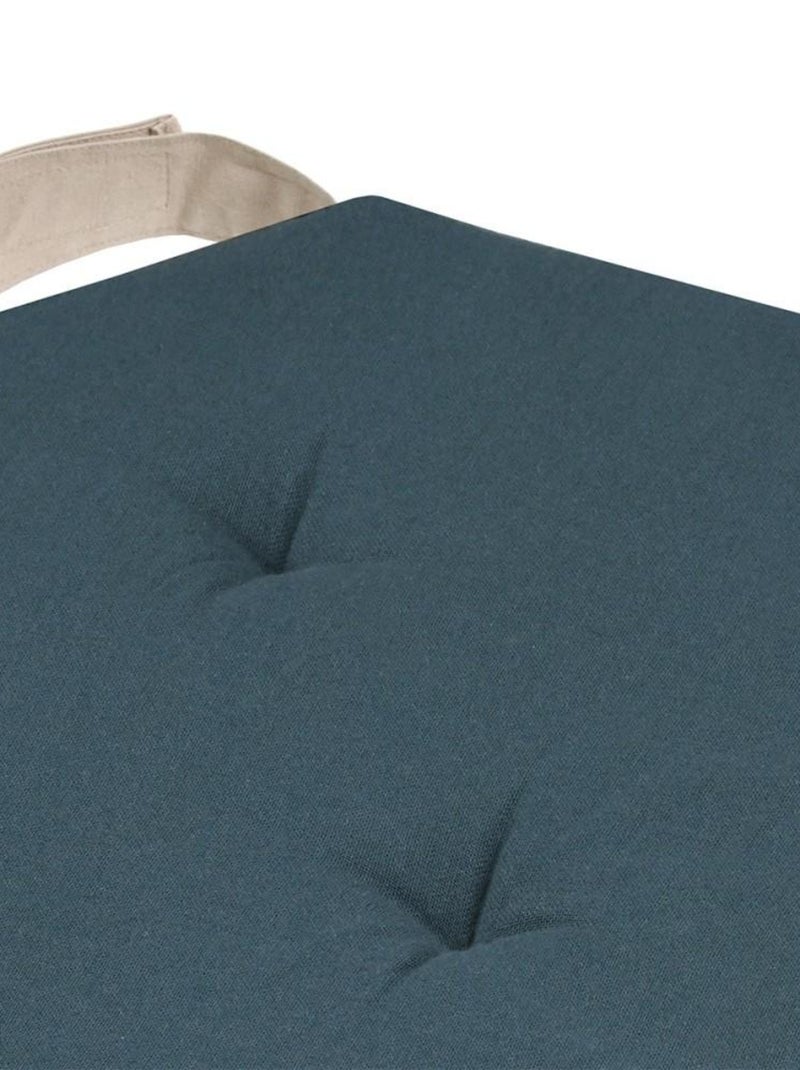 Lot de 4 galettes de chaise Duo velcro 38x38 cobalt lin Bleu - Kiabi