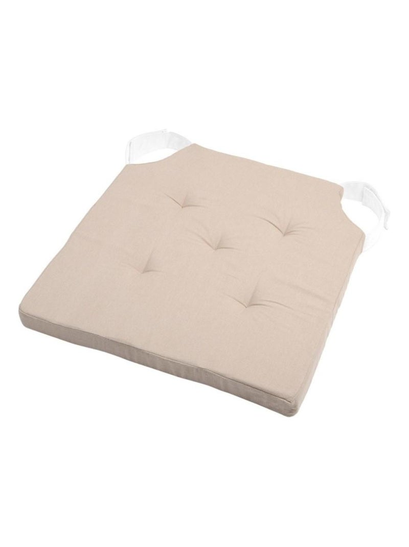Lot de 4 galettes de chaise Duo velcro 38x38 lin écru Beige - Kiabi