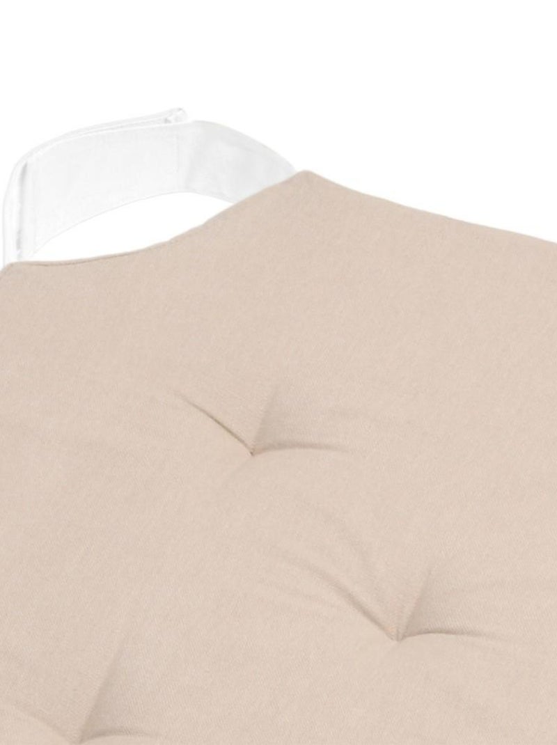 Lot de 4 galettes de chaise Duo velcro 38x38 lin écru Beige - Kiabi