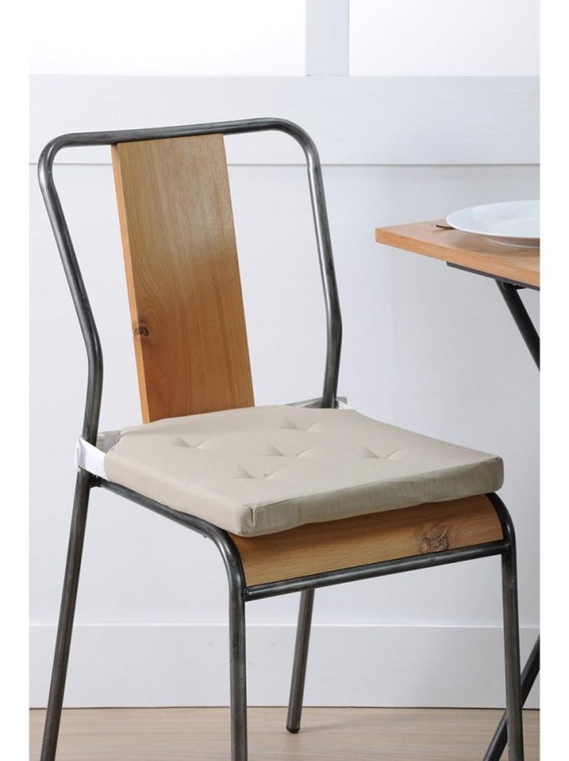 Lot de 4 galettes de chaise Duo velcro 38x38 lin écru Beige - Kiabi
