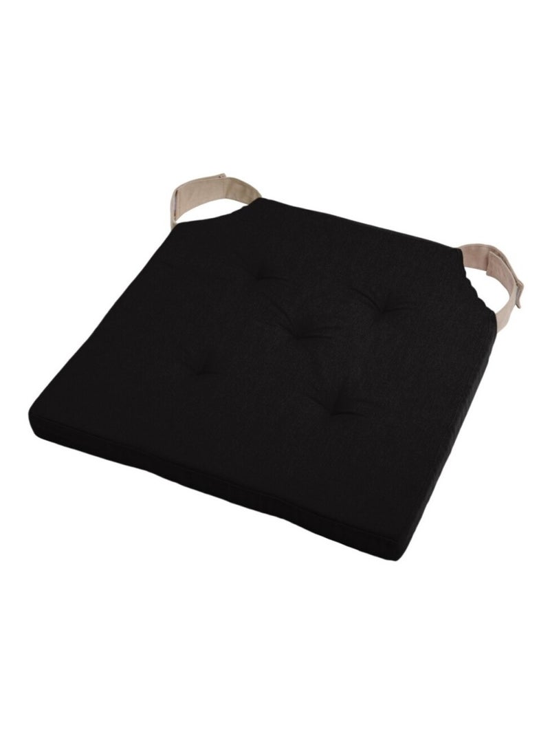 Lot de 4 galettes de chaise Duo velcro 38x38 Noir - Kiabi