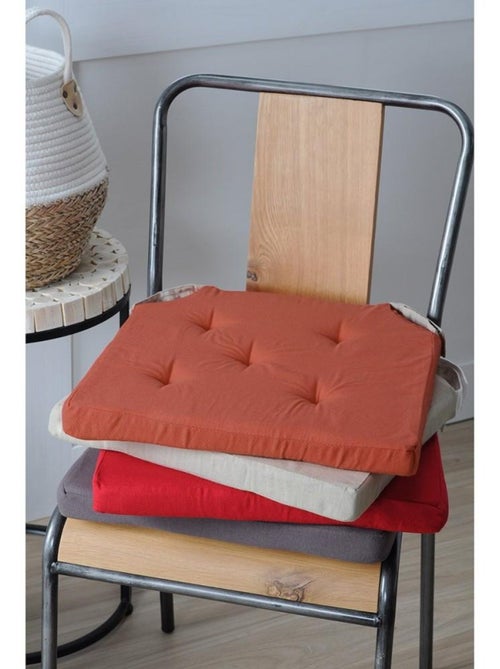 Lot de 4 galettes de chaise Duo velcro 38x38 taupe lin - Kiabi