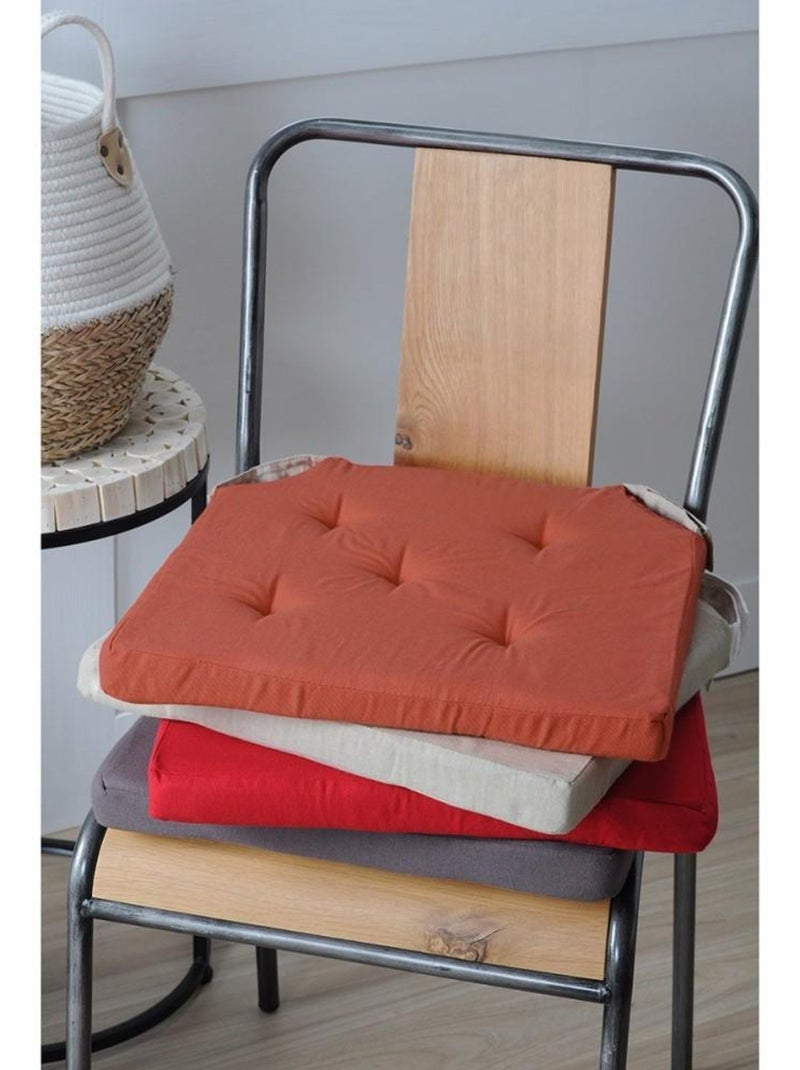 Lot de 4 galettes de chaise Duo velcro 38x38 taupe lin Taupe - Kiabi