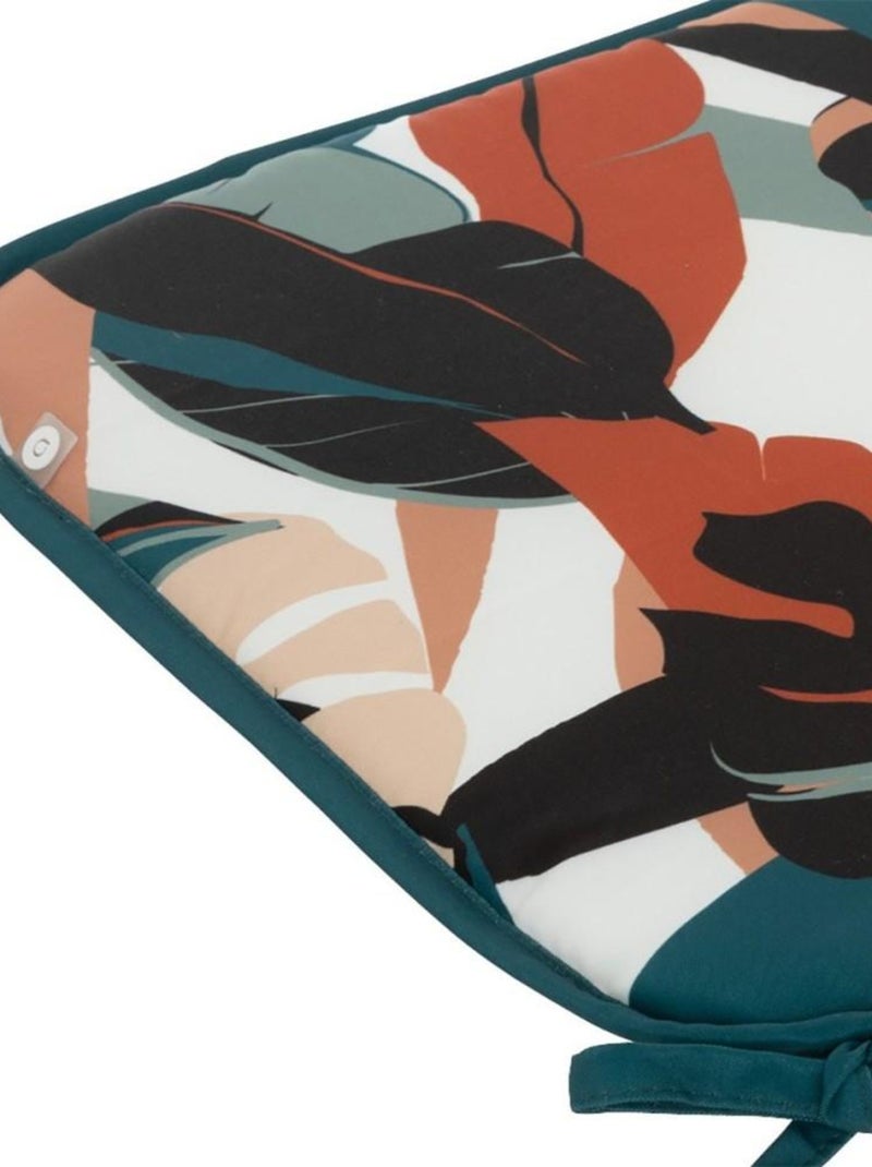 Lot de 4 galettes de chaise extérieur Feuilles 38x38 cm Bleu canard - Kiabi