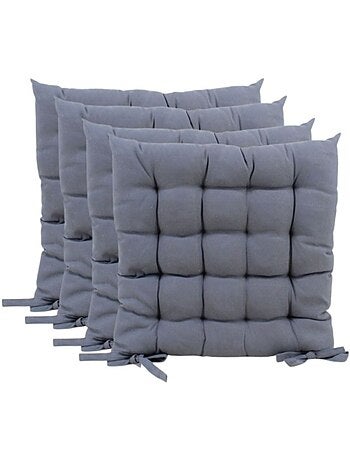 Lot de 4 galettes de chaise grises 40x40cm