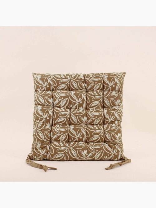 Lot de 4 galettes de chaise ocres en coton à motifs - Kiabi