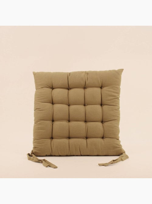 Lot de 4 galettes de chaise ocres en coton à motifs - Kiabi