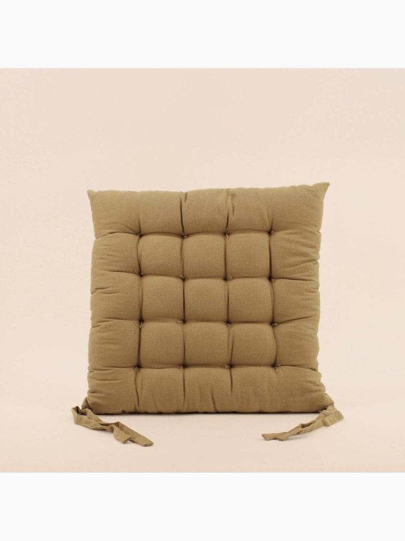 Lot de 4 galettes de chaise ocres en coton à motifs Jaune - Kiabi