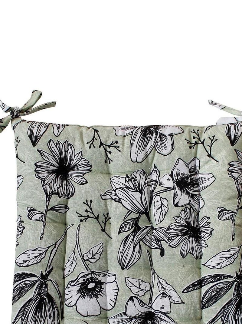 Lot de 4 galettes de chaise piquées 38x38 Lily vert sauge coton Vert - Kiabi