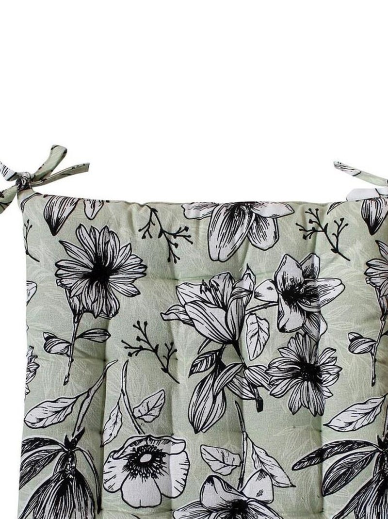 Lot de 4 galettes de chaise piquées 38x38 Lily vert sauge coton Vert - Kiabi