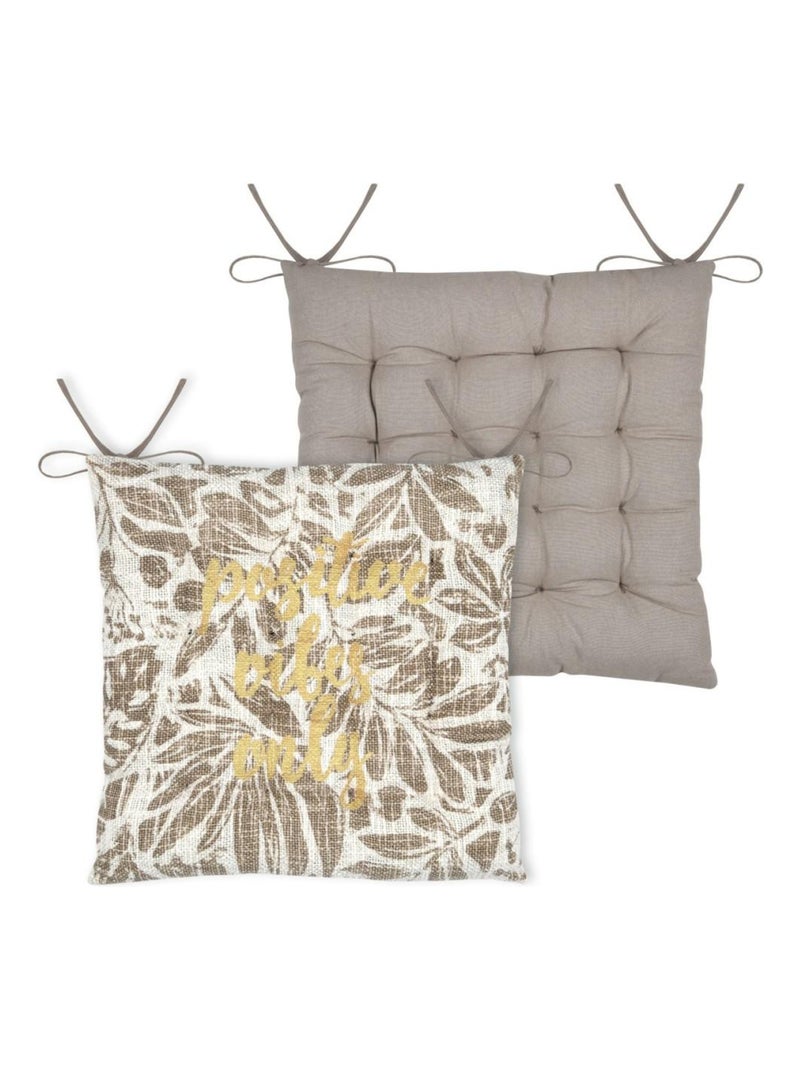 Lot de 4 galettes de chaise réversible coton HEMERA Beige - Kiabi