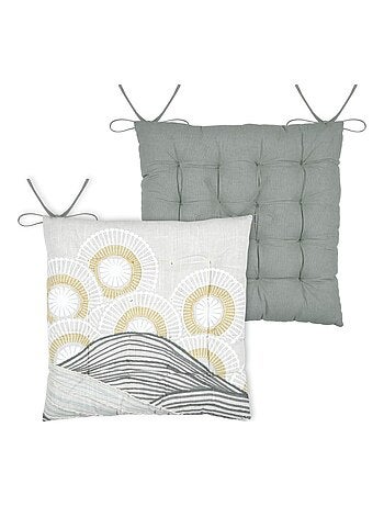 Lot de 4 galettes de chaise réversible coton YUKI