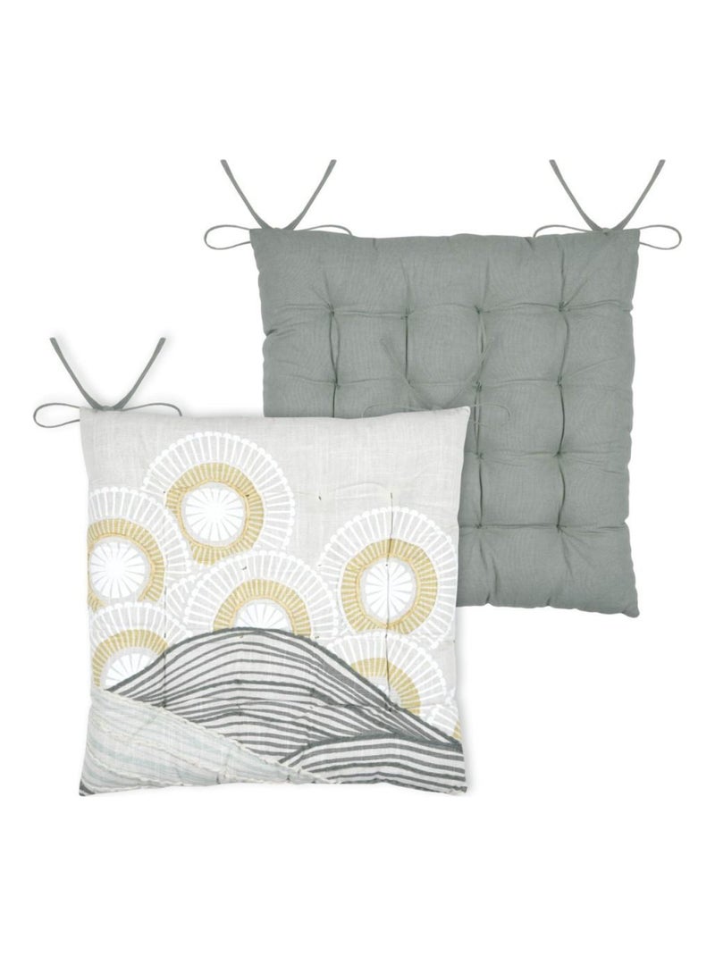 Lot de 4 galettes de chaise réversible coton YUKI Multicolore - Kiabi
