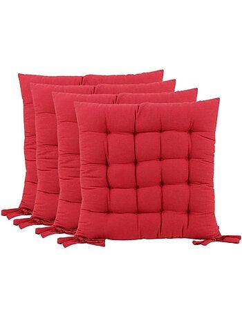 Lot de 4 galettes de chaise rouge 40x40cm