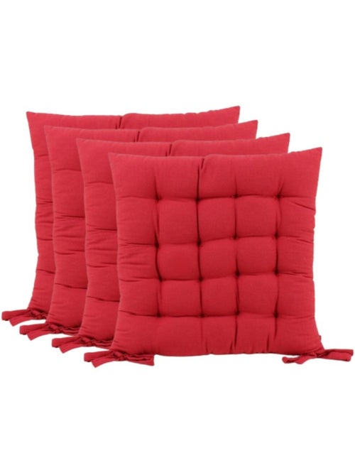 Lot de 4 galettes de chaise rouge 40x40cm - Kiabi