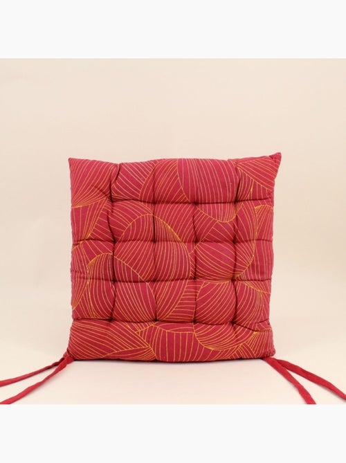 Lot de 4 galettes de chaise rouge motifs feuillage 40cm - Kiabi