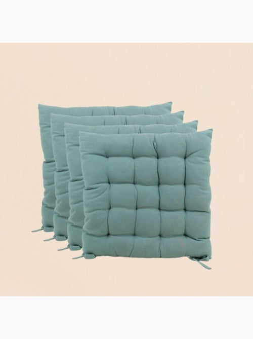 Lot de 4 galettes de chaise vertes 40x40cm - Kiabi