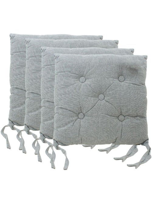 Lot de 4 galettes de chaise vertes capitonnées - Kiabi