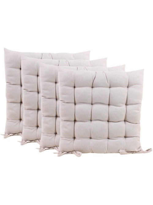 Lot de 4 galettes de chaises beiges 40x40cm - Kiabi